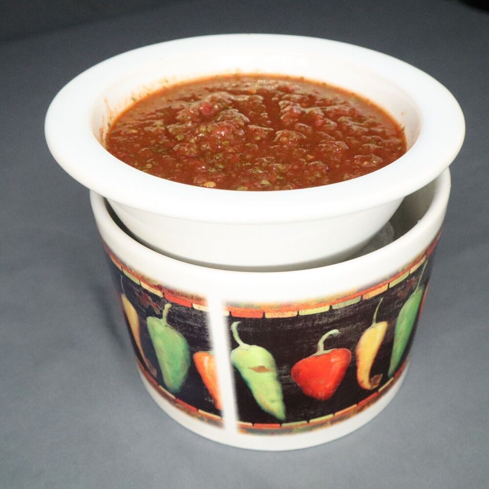 Salsa Dip Chiller Dish Set 5.5" round x 4" tall Jalapeno